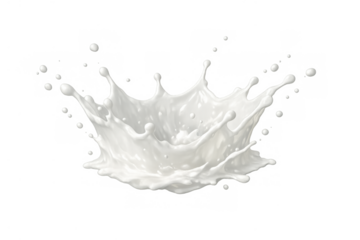 White liquid splash creating a crown shape, fresh dairy product pouring, healthy organic yogurt or milk drink movement