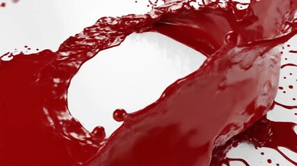 Vibrant red liquid splash against white surface abstract background - Powered by Adobe