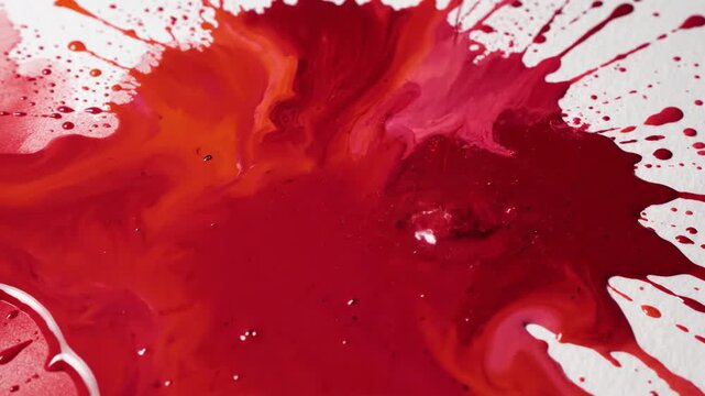 Vibrant red splatter against white surface graphic