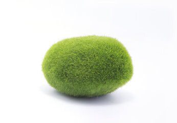 Close up of artificial moss stones for interior and creativity on white background