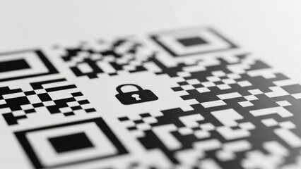 Close-up of a QR code graphic representing digital data access and password protection in a cyber environment.