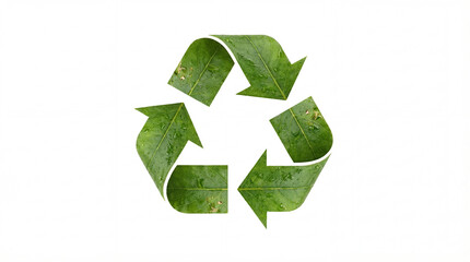 Obraz premium Recycle symbol leaf texture eco design concept green arrow sustainability nature environment conservation clean background