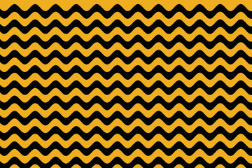 Black color waves on Dark Goldenrod color geometric seamless pattern.