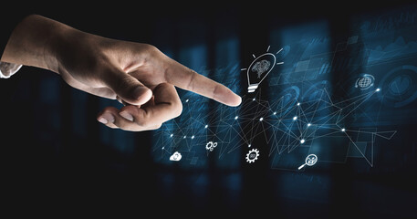 AI innovation with neural network and digital transformation. AI innovation drives automation, powers ideas, AI innovation enhances SEO, and AI innovation enables global connection. Vouch