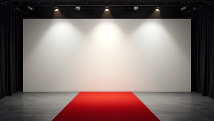 3d render press wall on red carpet. Empty banner backdrop. 3d render