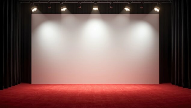 3d render press wall on red carpet. Empty banner backdrop. 3d render