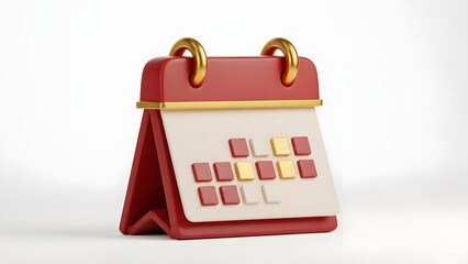 3D Rendered Calendar Icon Representing Schedule and Time Management.
