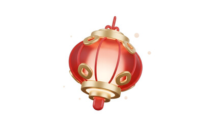 Red Chinese Lantern with Golden Accents for Lunar New Year Celebration.