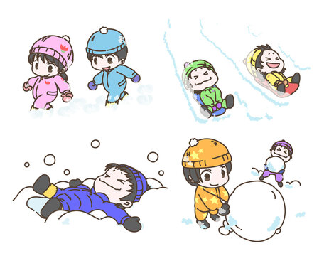 雪遊びをする子どもたち