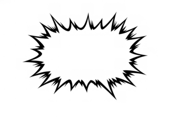 Comic speech bubble or burst frame illustration featuring a jagged explosion outline, a pop art graphic element, with transparent background
