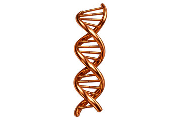 Copper dna double helix structure representing genetic code, biotechnology, scientific research, and medical innovation