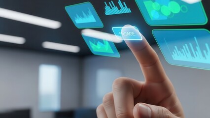 Index finger reaching to engage modern interface