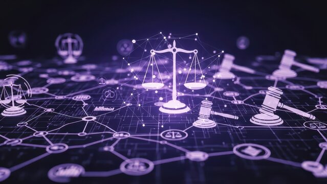 Abstract digital interface holding glowing light bulb representing financial compliance tax reporting digital currency and legal governance - Powered by Adobe