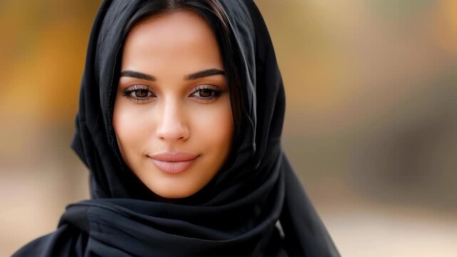 Grace and Modesty: A portrait of a woman of grace, her beauty enhanced by the elegance of her hijab. A symbol of cultural heritage and quiet strength.