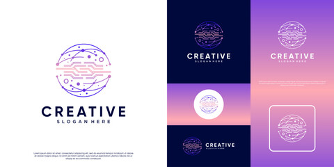 Fototapeta premium logo of the modern technology world, digital system development, education, innovation, vector design template.