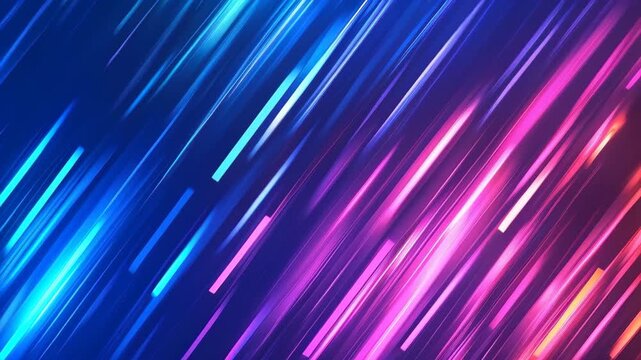 Neon Lights: Captivating diagonal neon light streams weave a mesmerizing tapestry of vibrant colors, creating a dynamic visual experience.
