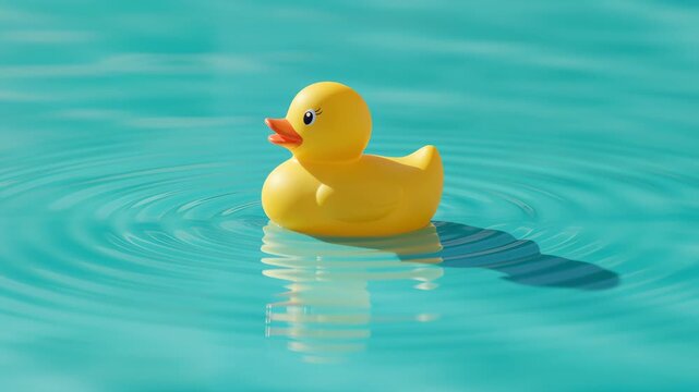 Rubber Duck's Serenity: A cheerful yellow rubber duck floats placidly on the water, creating a tranquil scene.