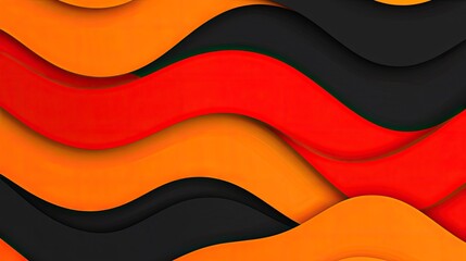 Obraz premium Vibrant wavy paper cut design in red, orange, and black hues