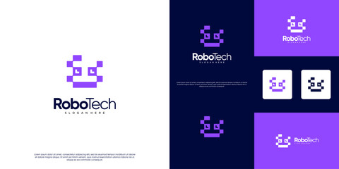 Abstract logo of a human assistant with a robot concept, future technology, innovation development, graphic design illustration.
