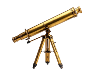 Detailed illustration of a classic telescope on tripod stand transparent background