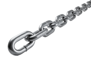 Detailed shiny metal chain isolated on transparent background