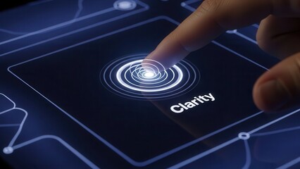 Index finger touching UI element emphasizing clarity