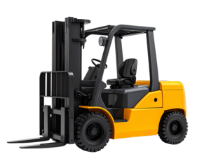Forklift truck illustration with transparent background for industrial logistics and transportation concepts