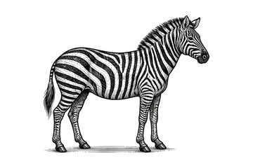 Fototapeta premium Detailed monochrome illustration of a zebra with striking stripes