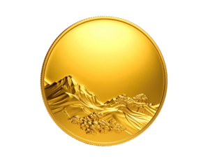 Golden sphere illustration with highlights and subtle textures on a transparent background for versatile design usage