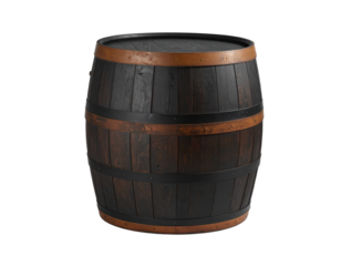 Isolated barrel illustration with metallic bands traditional shape and transparent background