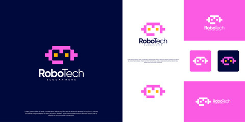 robot head logo, modern abstract style, artificial intelligence, vector design template.