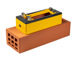 Level tool and brick building construction concept isolated on transparent background