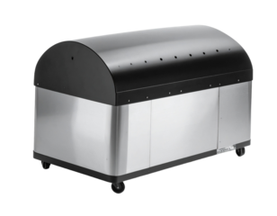 Metallic chest with a domed lid isolated on transparent background