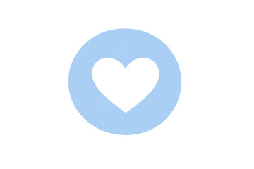 Light blue heart icon in a circle representing social media like, love, romance, and approval, transparent background