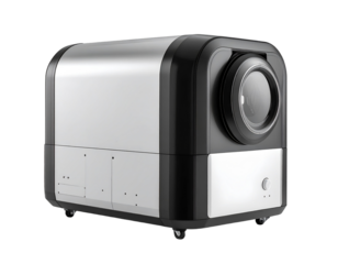 Modern projector device isolated on transparent background for presentations and education