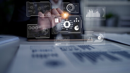 Big data visualization dashboard showing analytics, insights, and performance. Data supports...