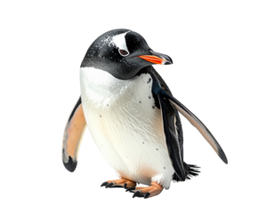 Penguin illustration on transparent background for graphic design