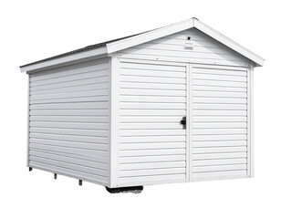 White storage shed illustration with transparent background