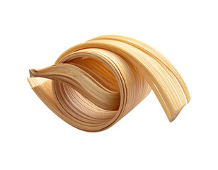 Wood shaving isolated on transparent background with soft shadows and natural texture