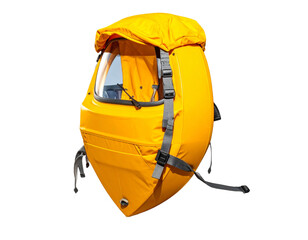 Yellow backpack isolated on transparent background