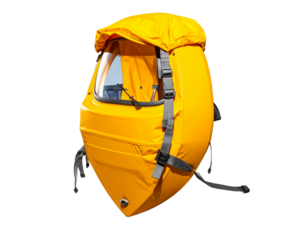 Yellow backpack isolated on transparent background