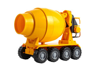 Yellow cement mixer isolated on transparent background construction vehicle