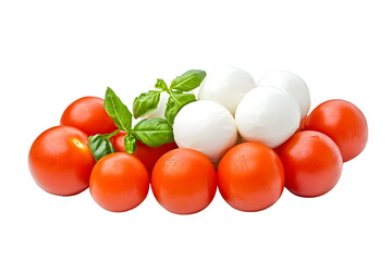 Fresh Ciliegine mozzarella cheese balls isolated on white background Concept of fresh dairy products and Italian cuisine
