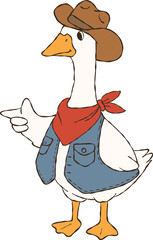 Romantic goose western style, funny valentine goose cartoon illustration