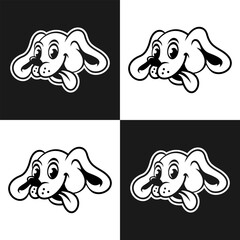 cute dog head in black and white illustration