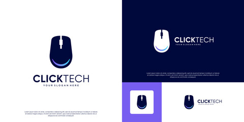 Computer equipment logo with a simple and elegant mouse concept, hardware technology, graphic vector template.