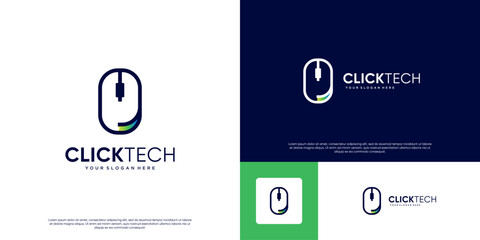 Simple computer mouse logo, with a precise operating system, smart technology, graphic design template.