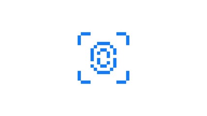 8-bit pixel art blue fingerprint biometric icon. looped animation 4k 30fps - Powered by Adobe