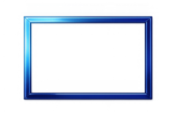 Blue glossy metallic frame creating an empty blank border on a transparent background for digital art or product mockups