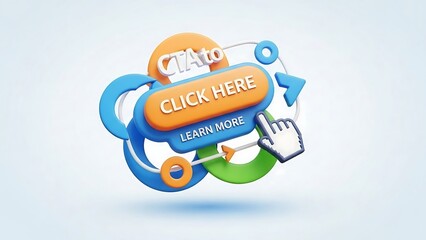 Colorful web button with click here text.